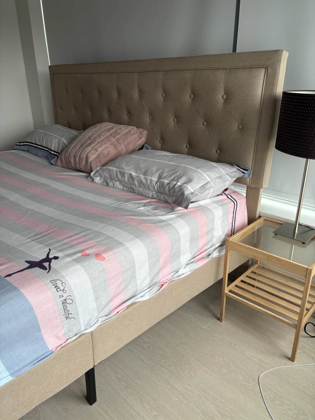 Queen Bed Frame with Tufted Headboard - photo 2