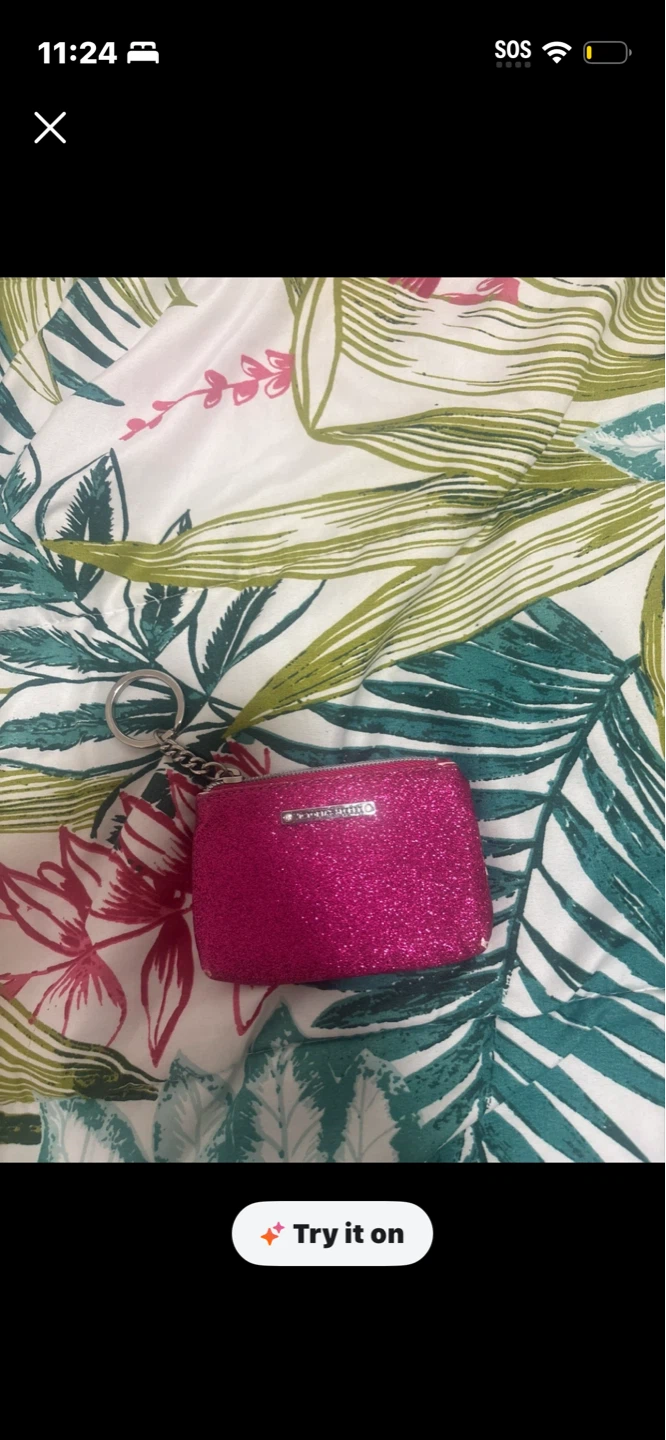 Pink Glittery Pouch with Keychain