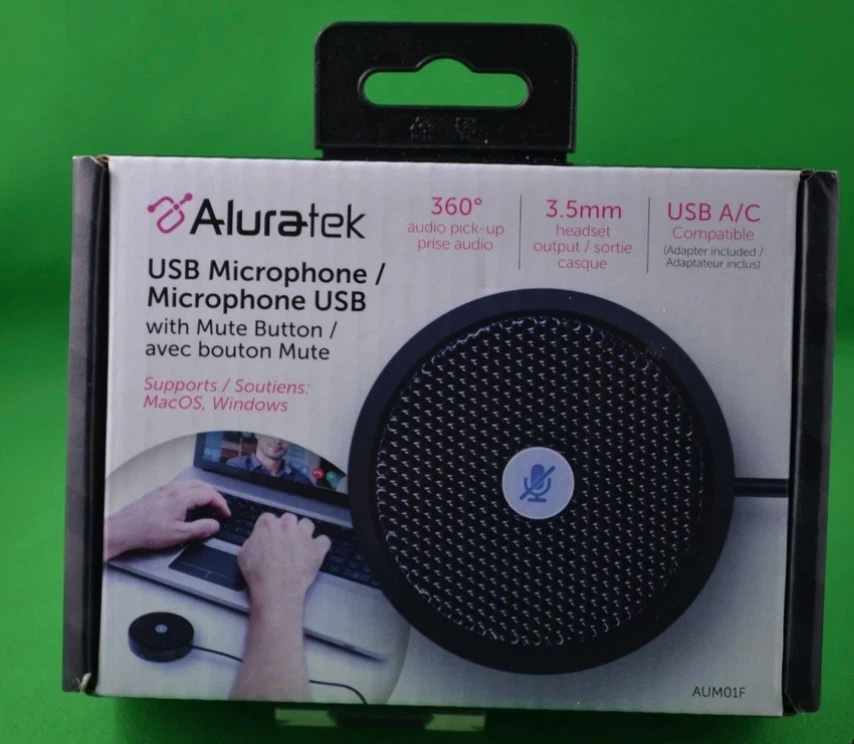 Aluratek AUM01F USB Microphone w/ Mute Button