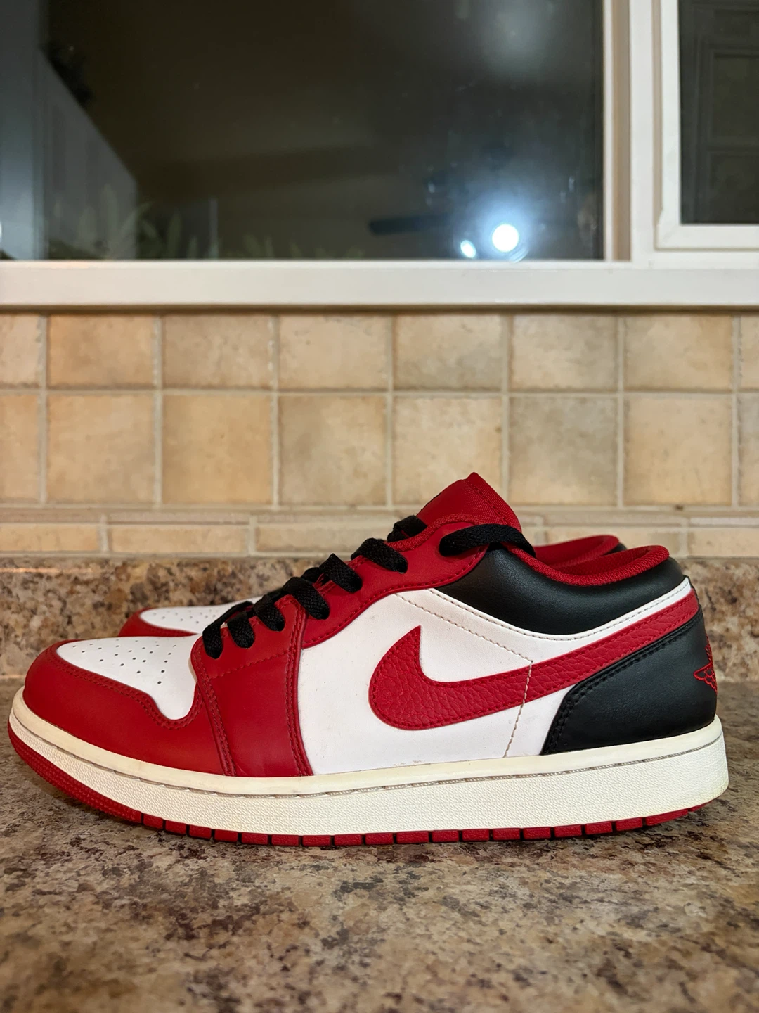 Air Jordan 1 Low Red Black White Sneakers - photo 3