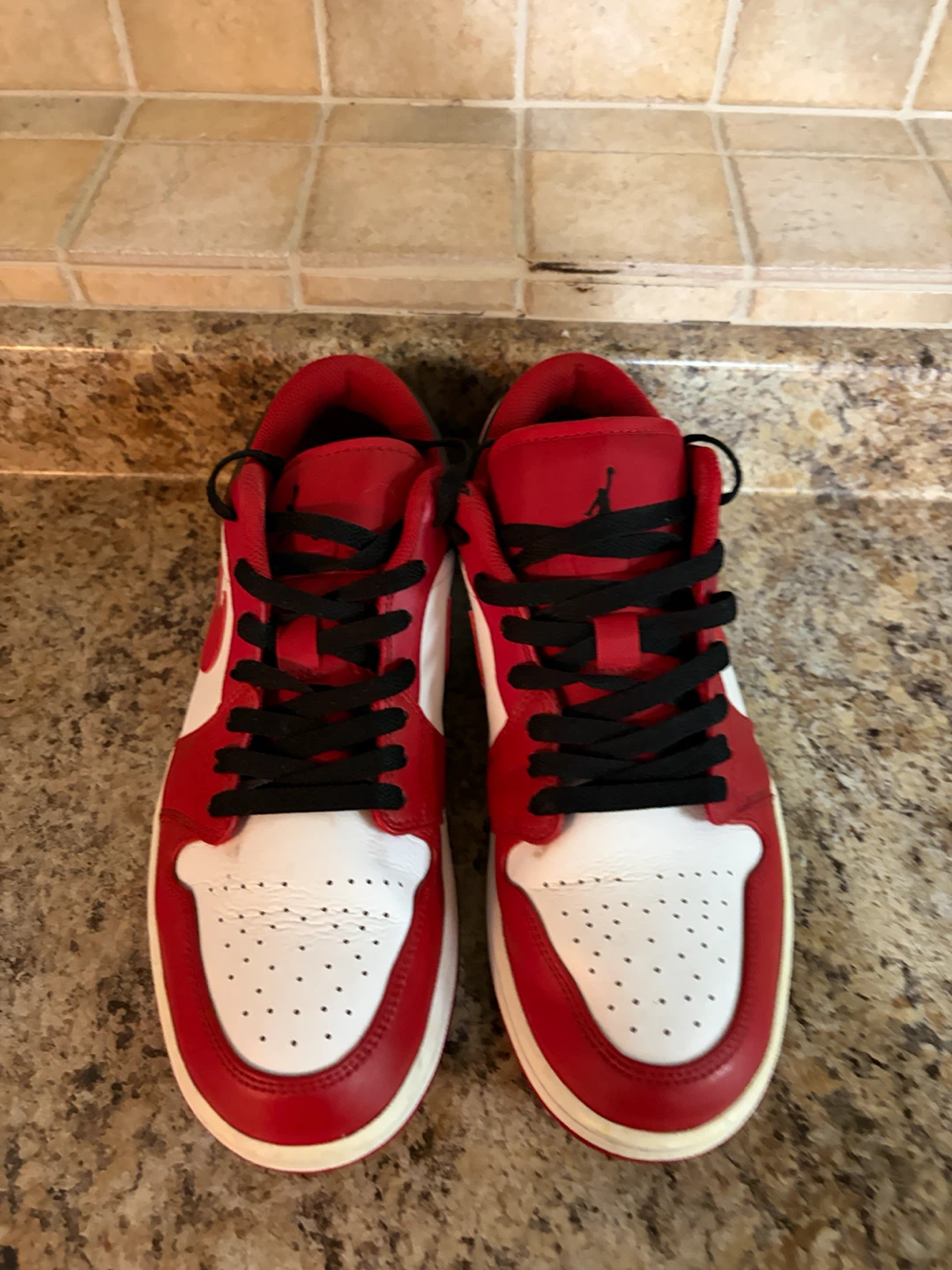 Air Jordan 1 Low Red Black White Sneakers - photo 4