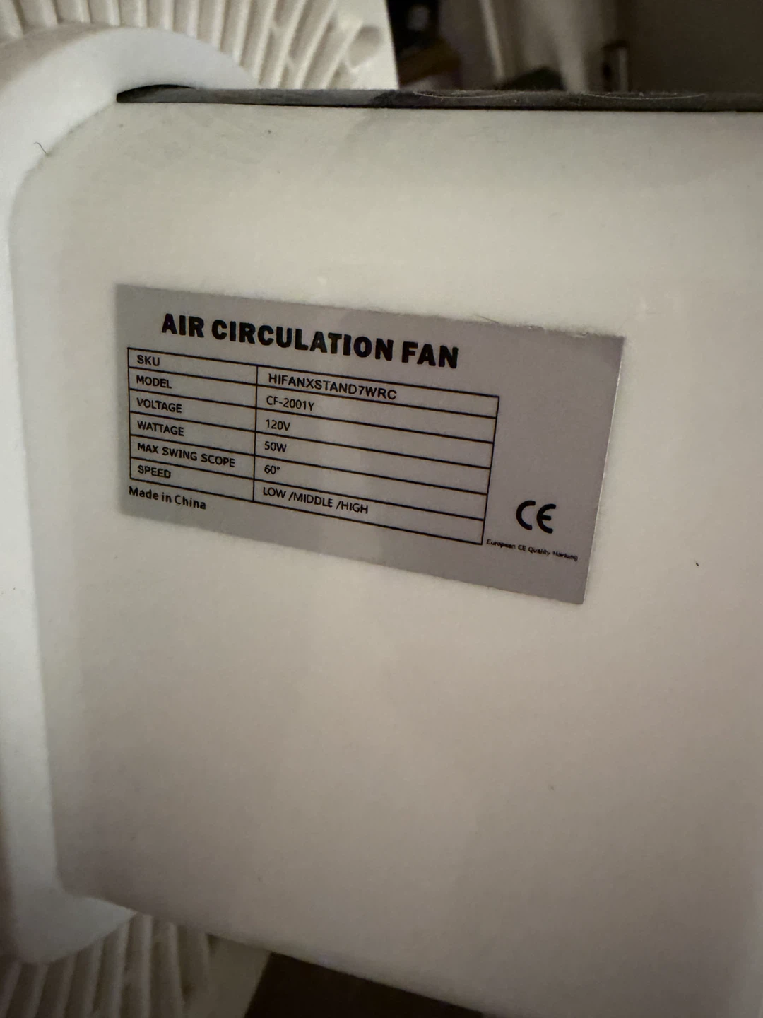 Air Circulation Fan CF-2001Y - photo 2