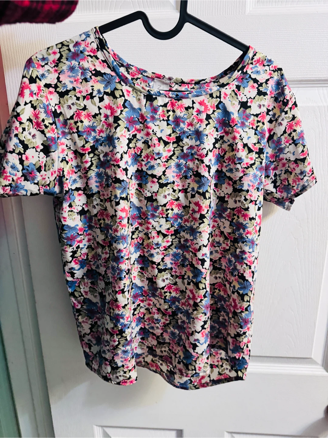 Floral Print T-Shirt and Blue Sheer Button-Up Shirt Bundle