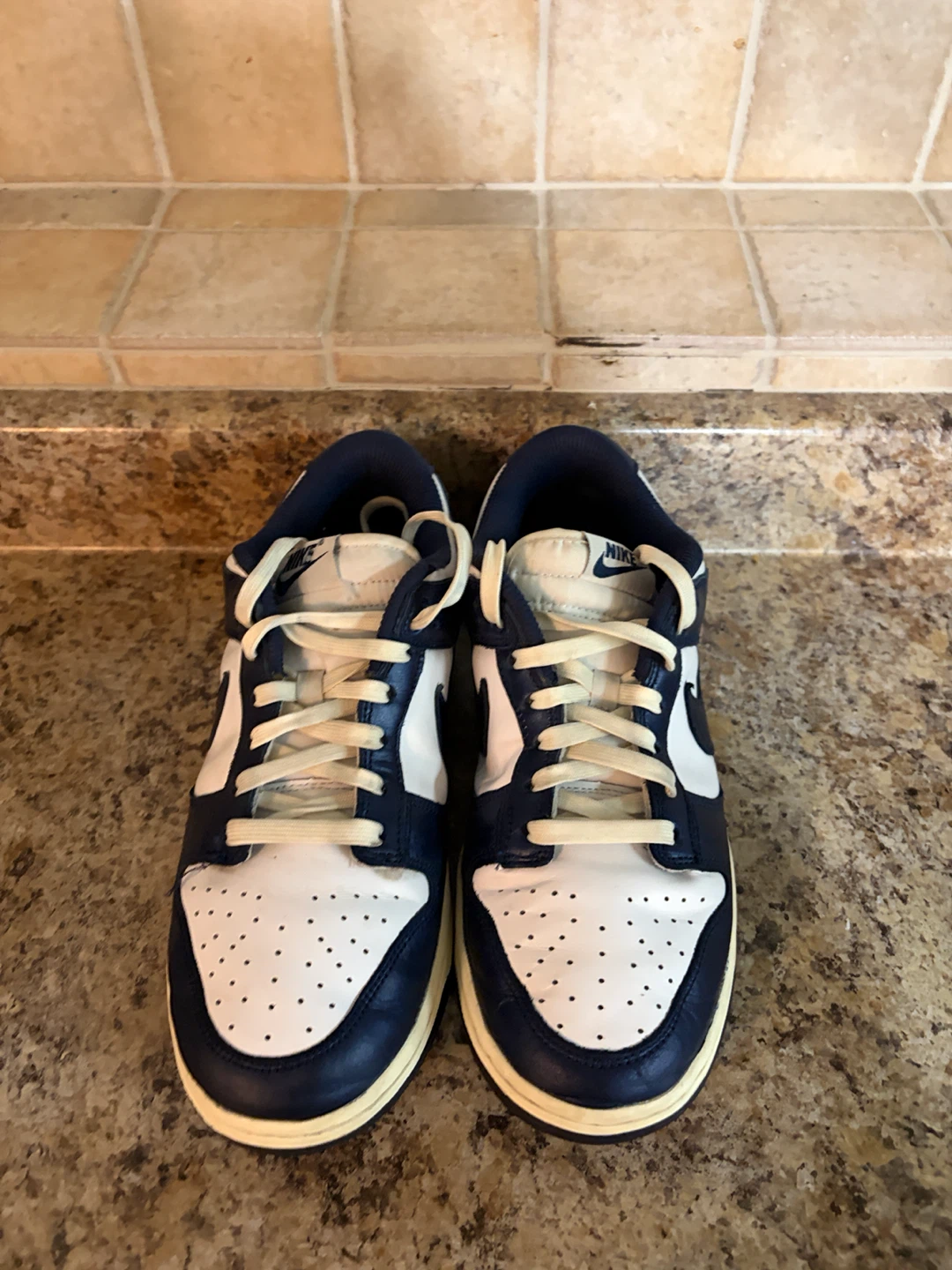 Nike Dunk Low Navy White Sneakers - photo 4