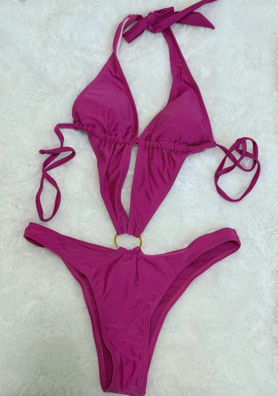 Pink Halter Bikini Set