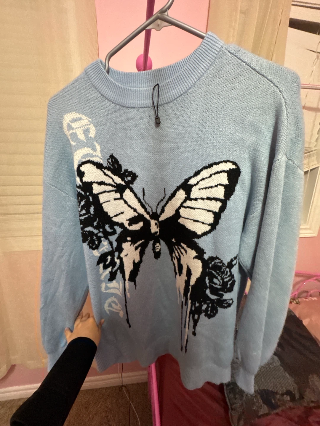 Baby Blue Butterfly Graphic Sweater