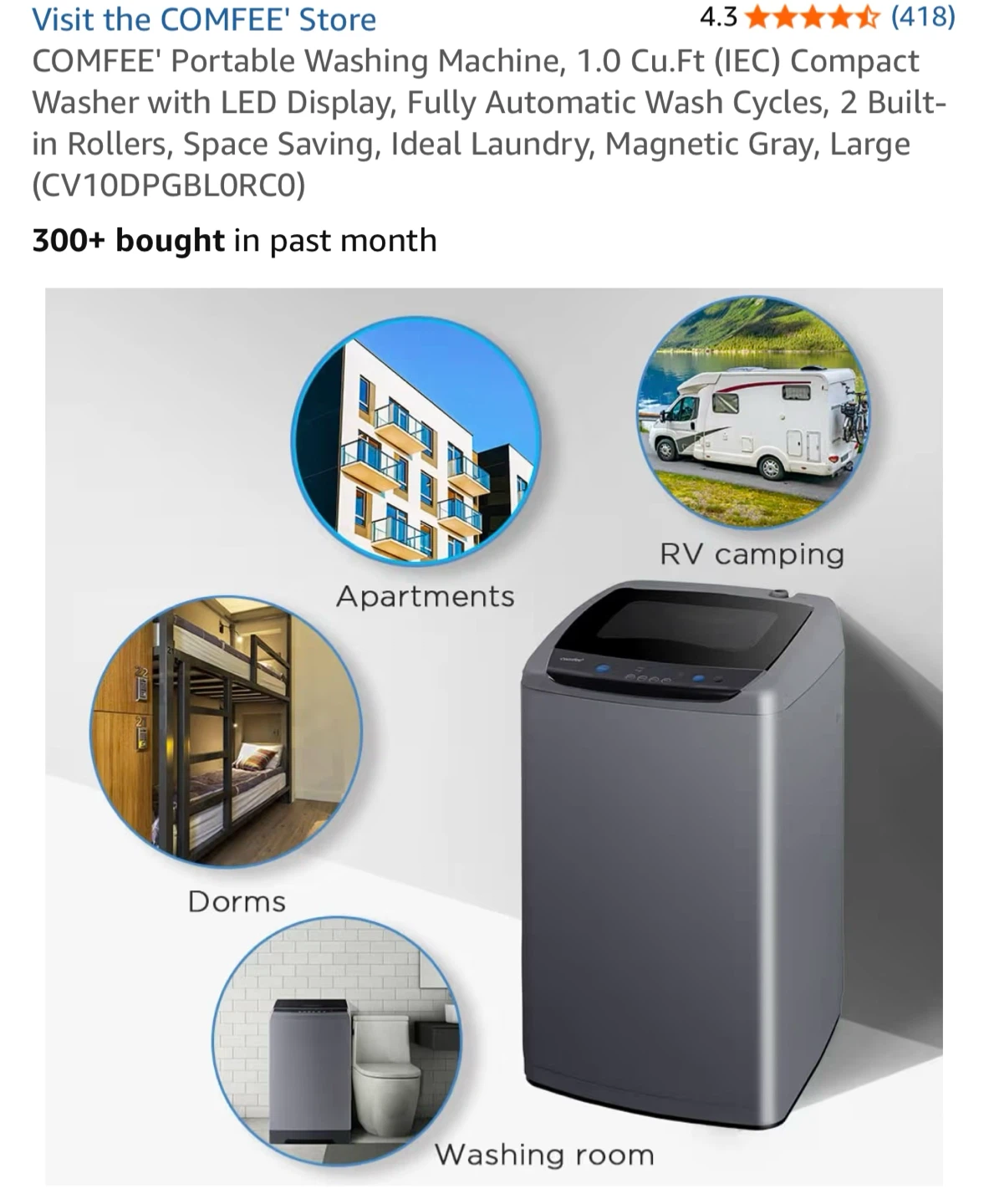 COMFEE' Portable Washing Machine - 1.0 Cu.Ft Compact Washer - photo 2