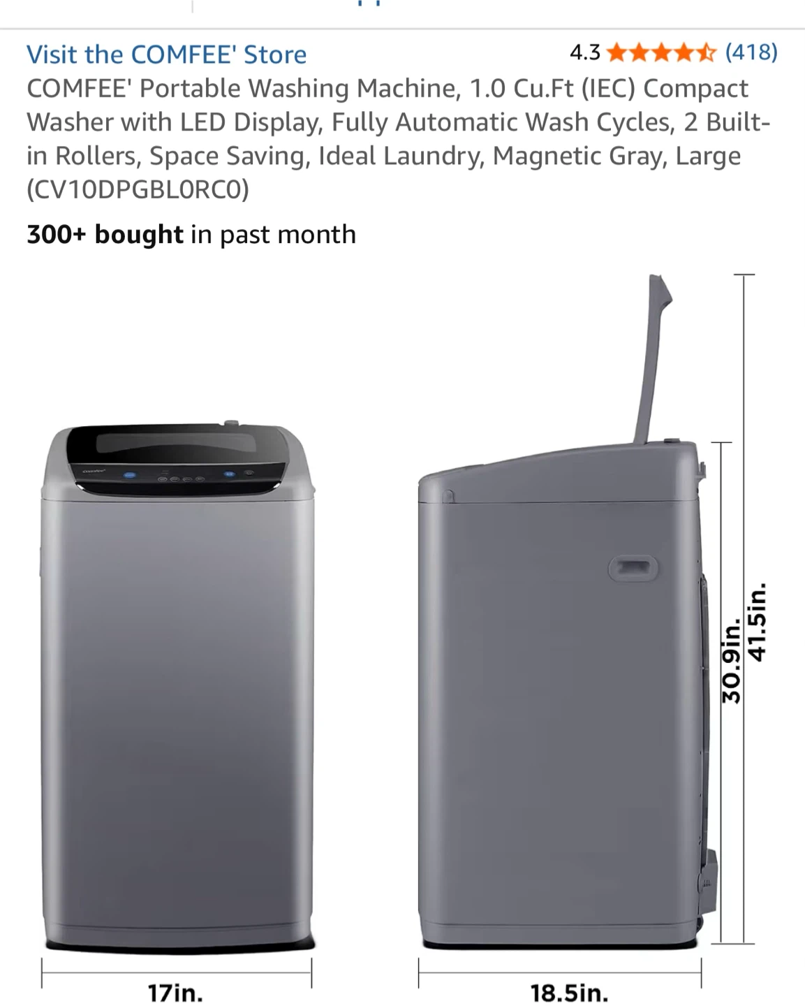 COMFEE' Portable Washing Machine - 1.0 Cu.Ft Compact Washer - photo 3
