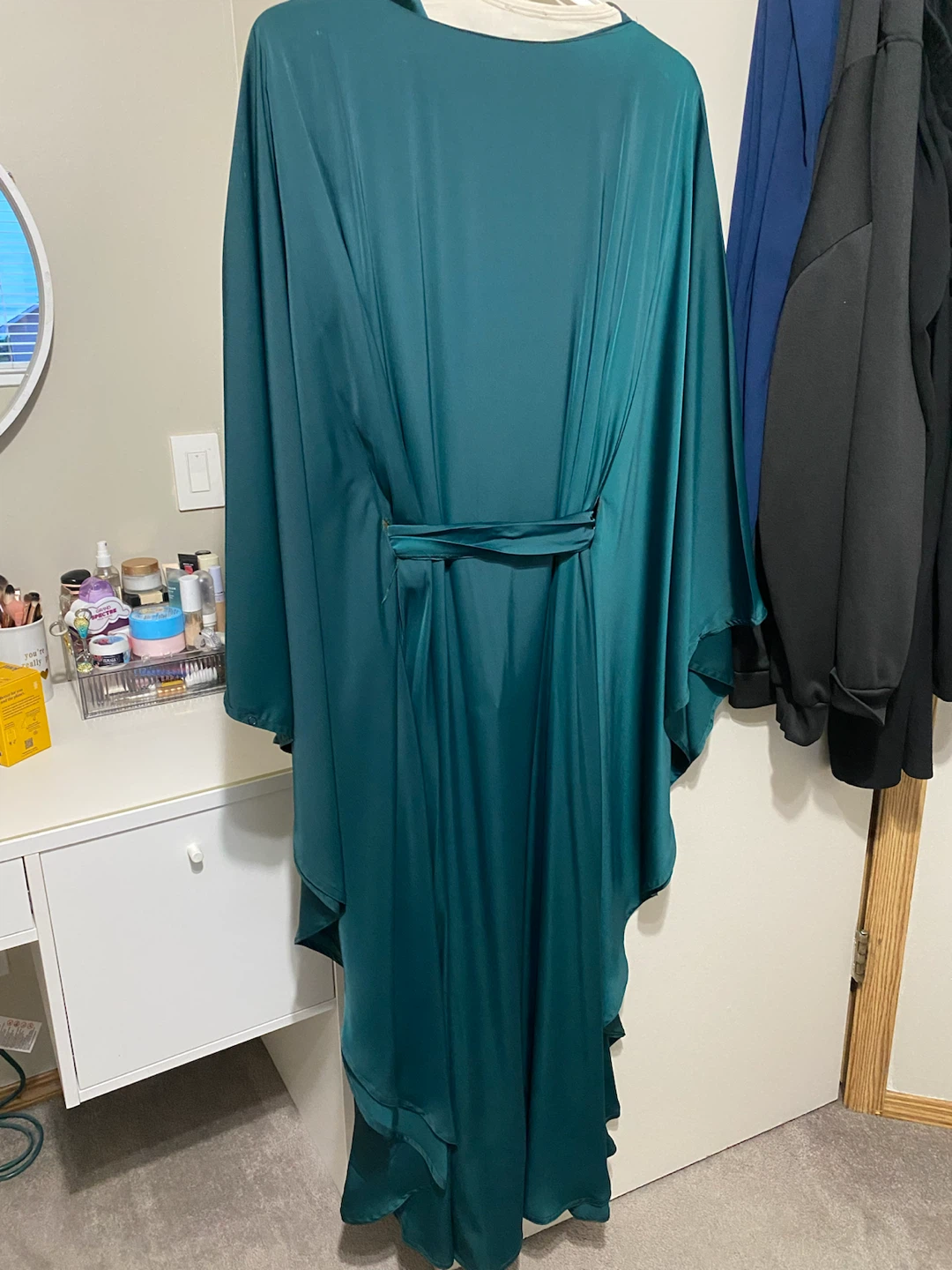 Teal Satin butterfly abaya - photo 2