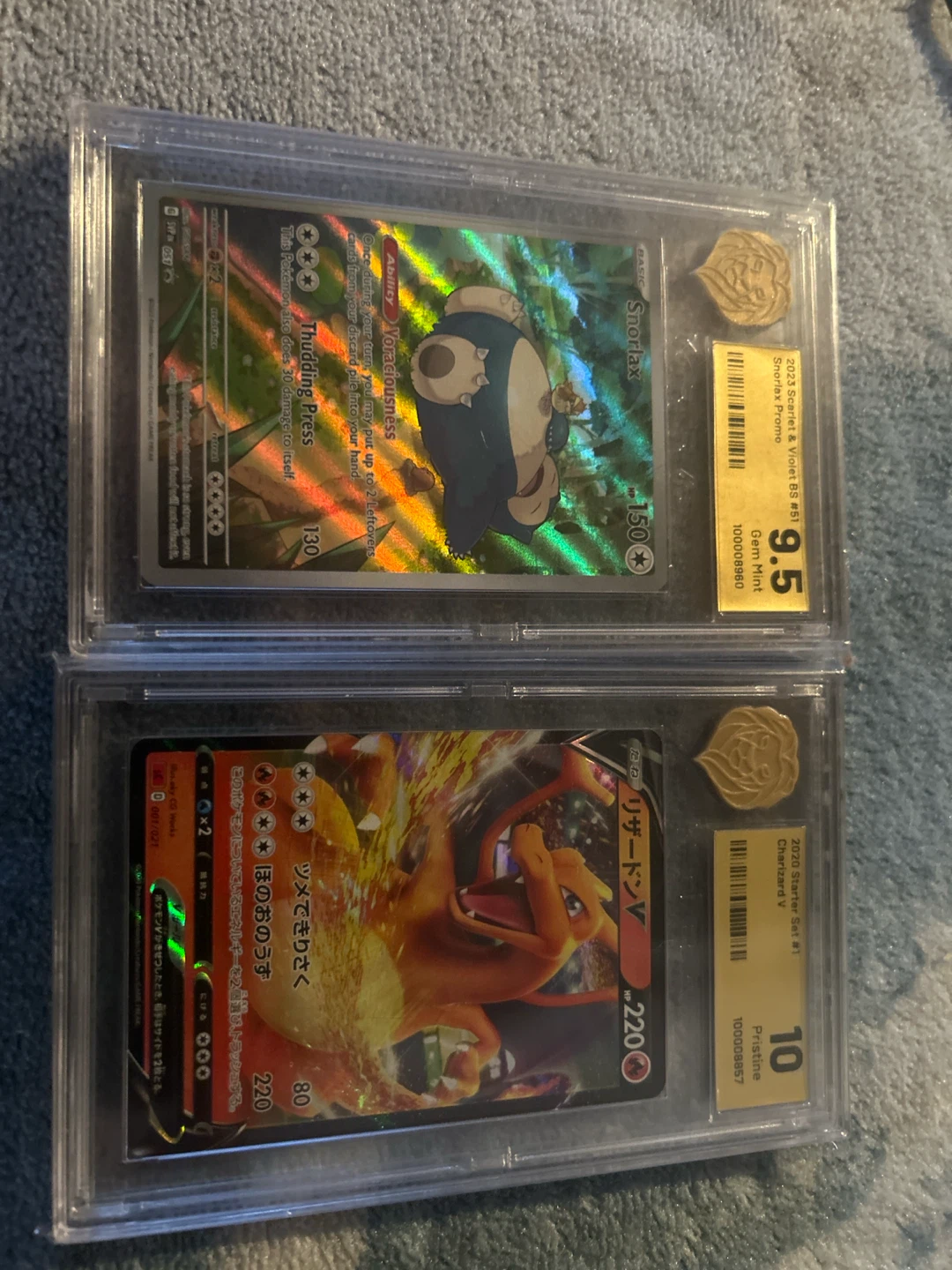 Charizard v and snorlax Graded slabs