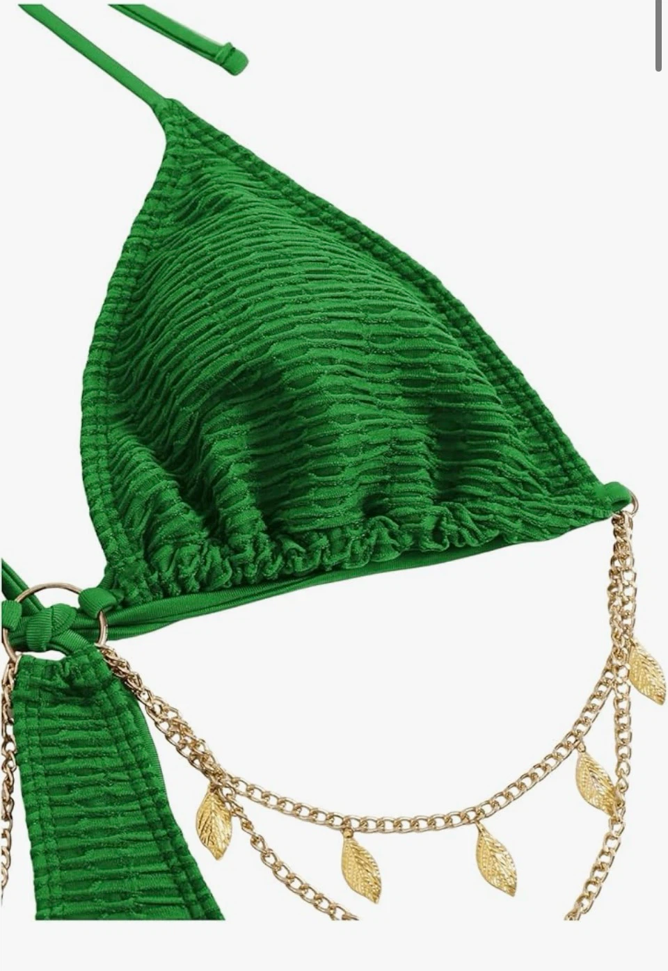 Green Halter Bikini with Gold Leaf Chain Detail - photo 4
