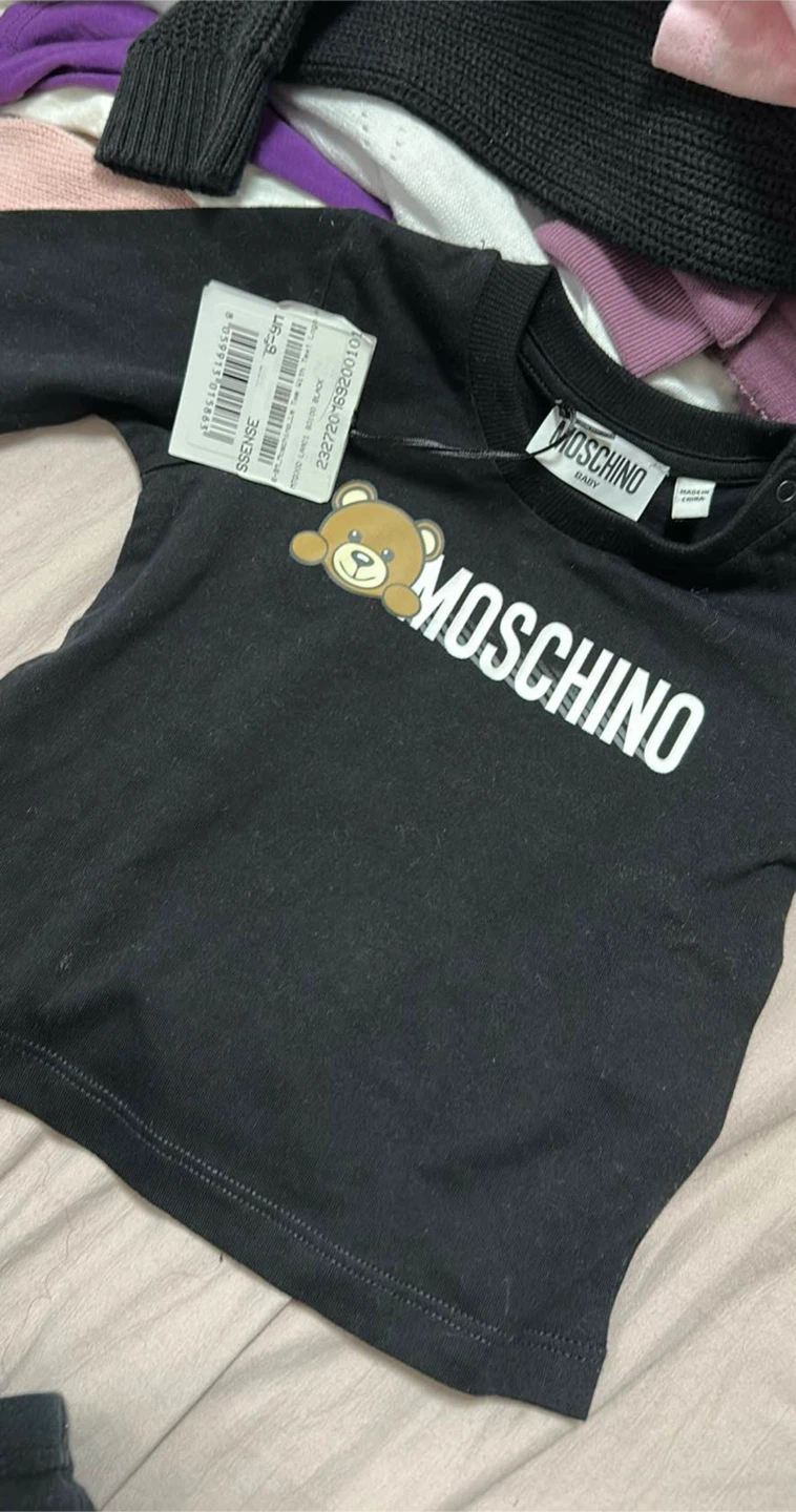 Moschino Baby Black Teddy Bear Long Sleeve Top
