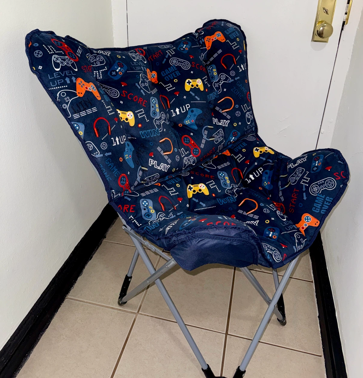 Kids Blue Gaming Butterfly Chair