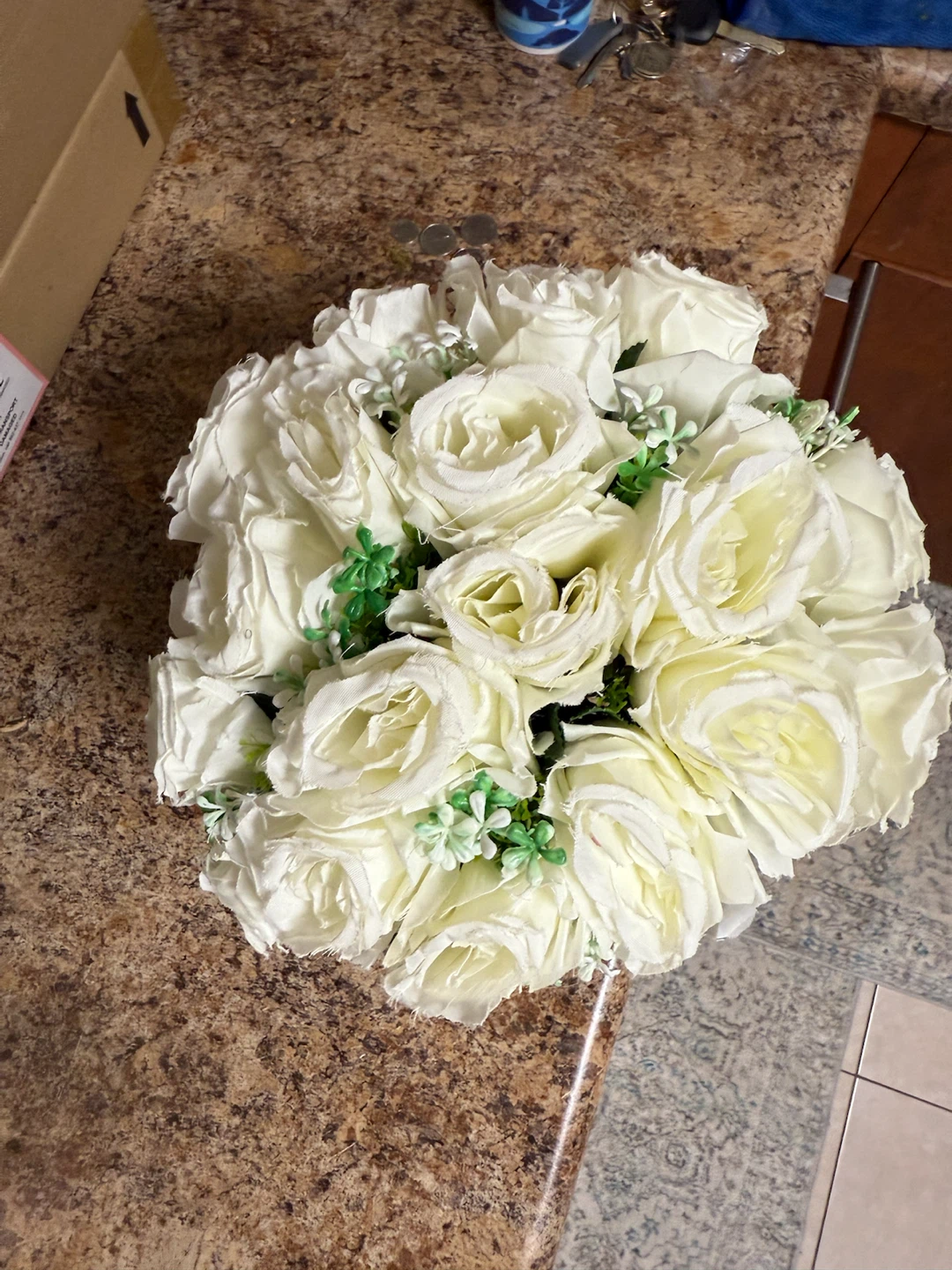 White Rose Wedding Bouquet with Boutonniere - photo 2