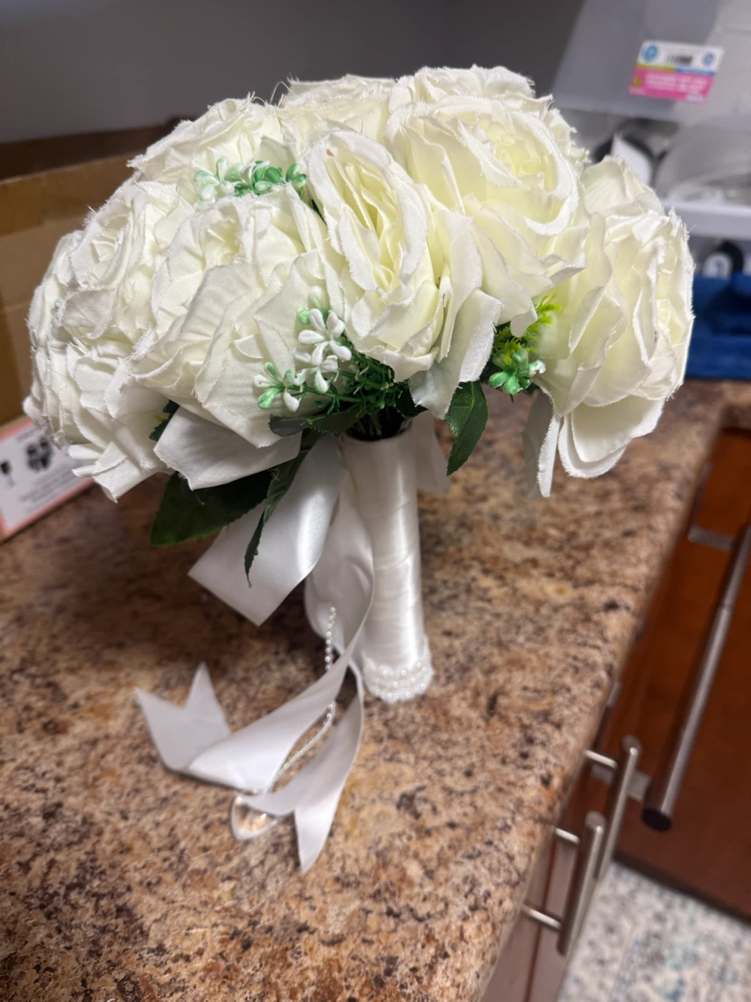 White Rose Wedding Bouquet with Boutonniere - photo 4