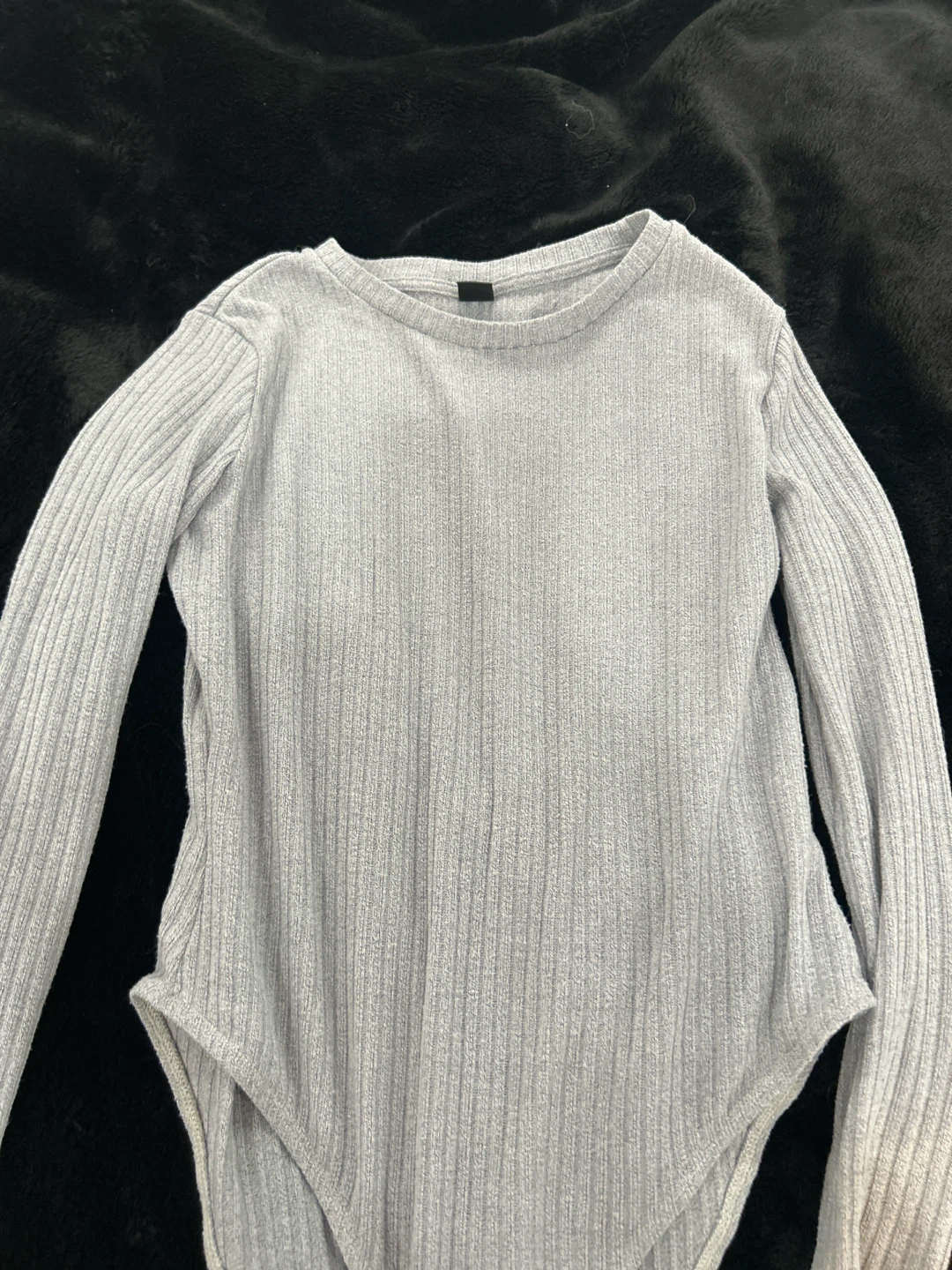 SHEIN Grey Ribbed Long Sleeve Bodysuit