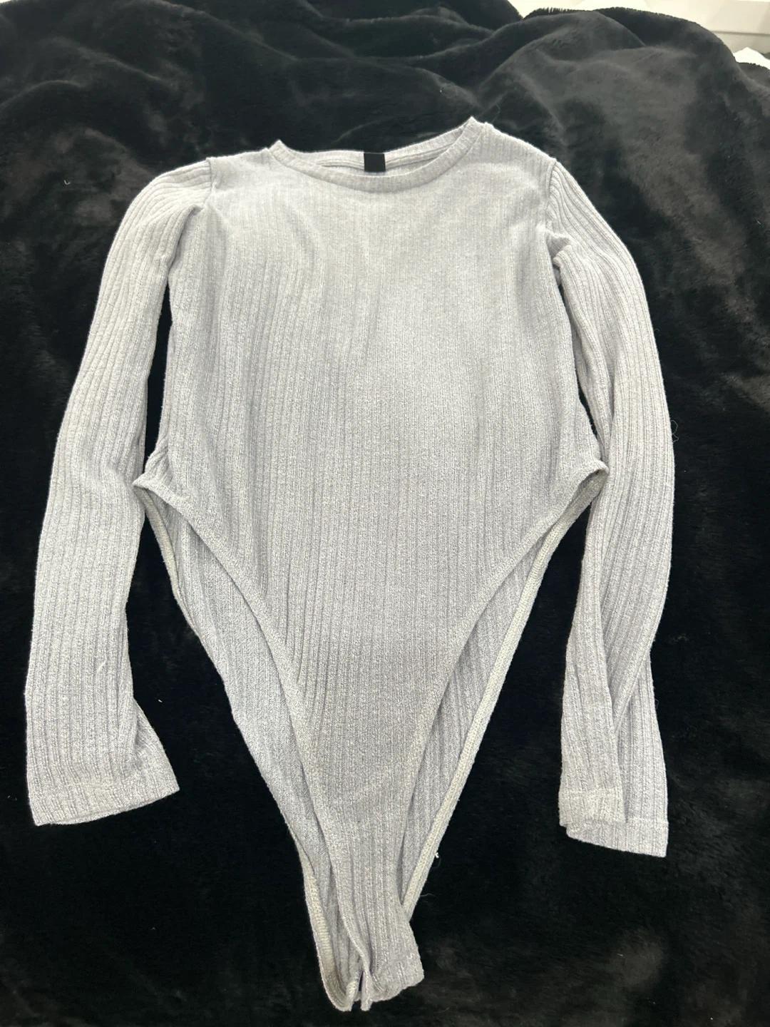 SHEIN Grey Ribbed Long Sleeve Bodysuit - photo 3