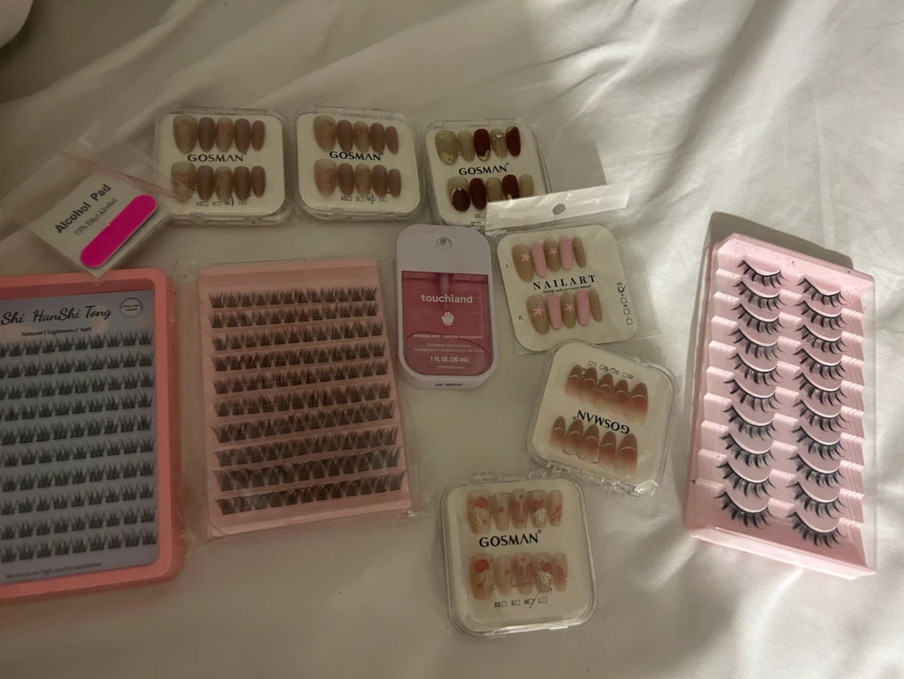 Press on Nails, Lash Clusters, and Touchland Sanitizer