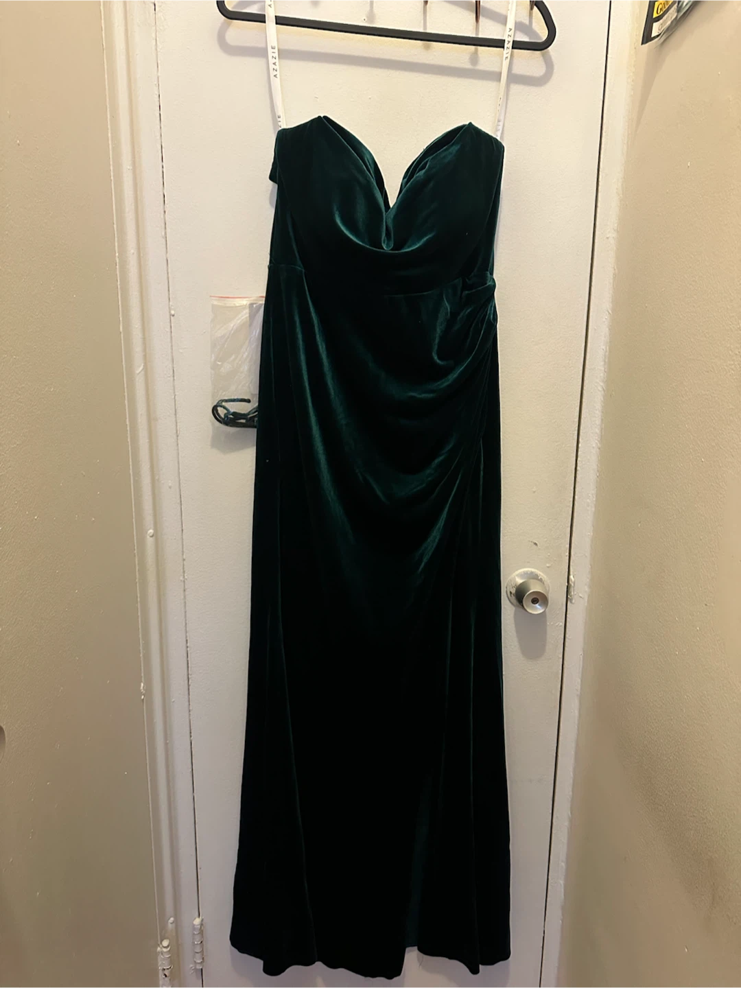 Azazie Leons Emerald Velvet Strapless Gown - photo 4