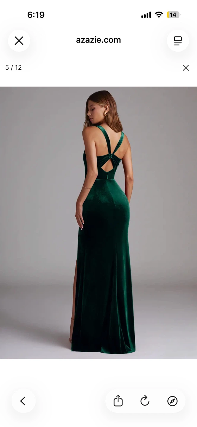 Azazie Clarice Emerald Green Velvet Gown - photo 3