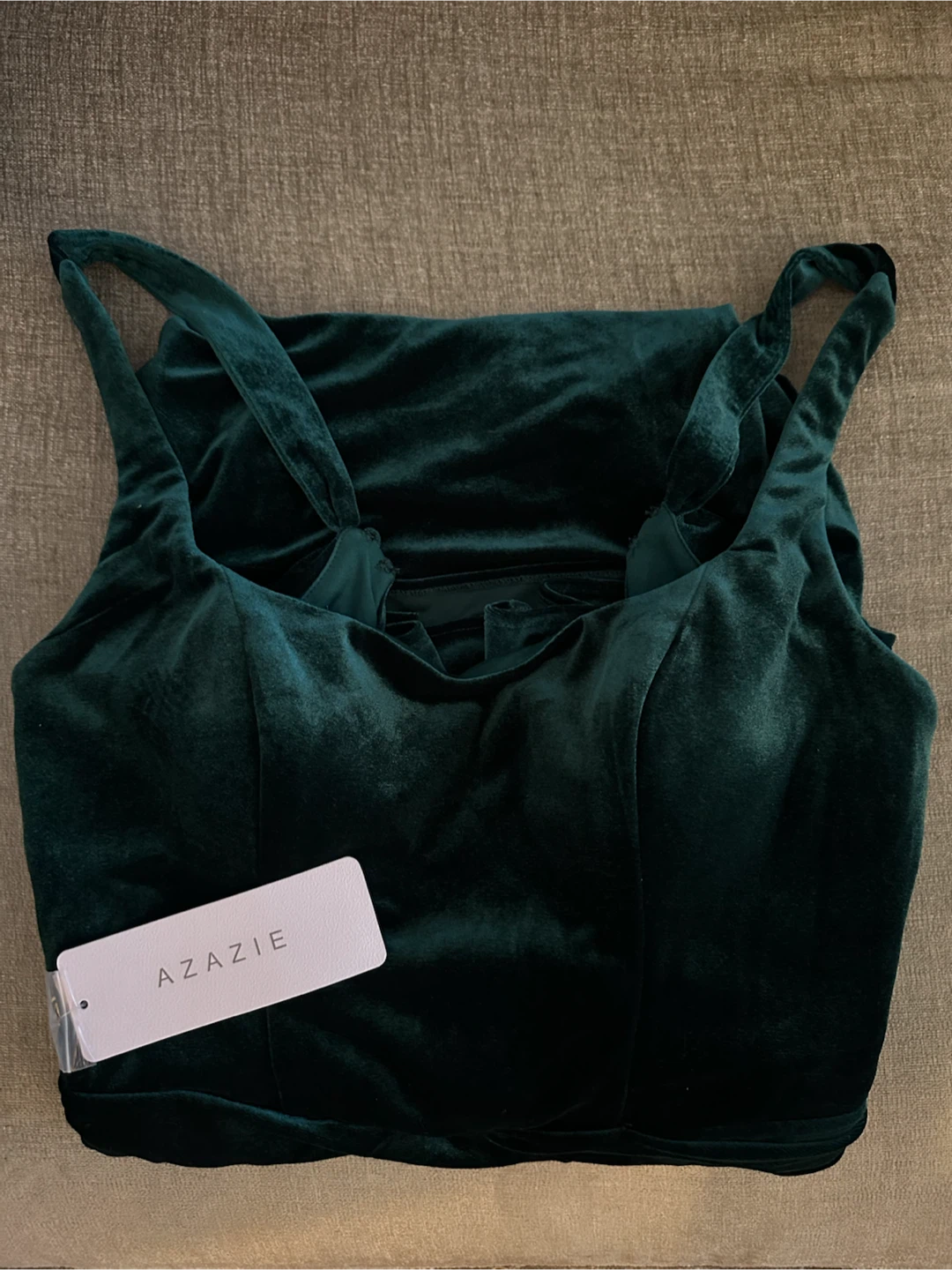 Azazie Clarice Emerald Green Velvet Gown - photo 4
