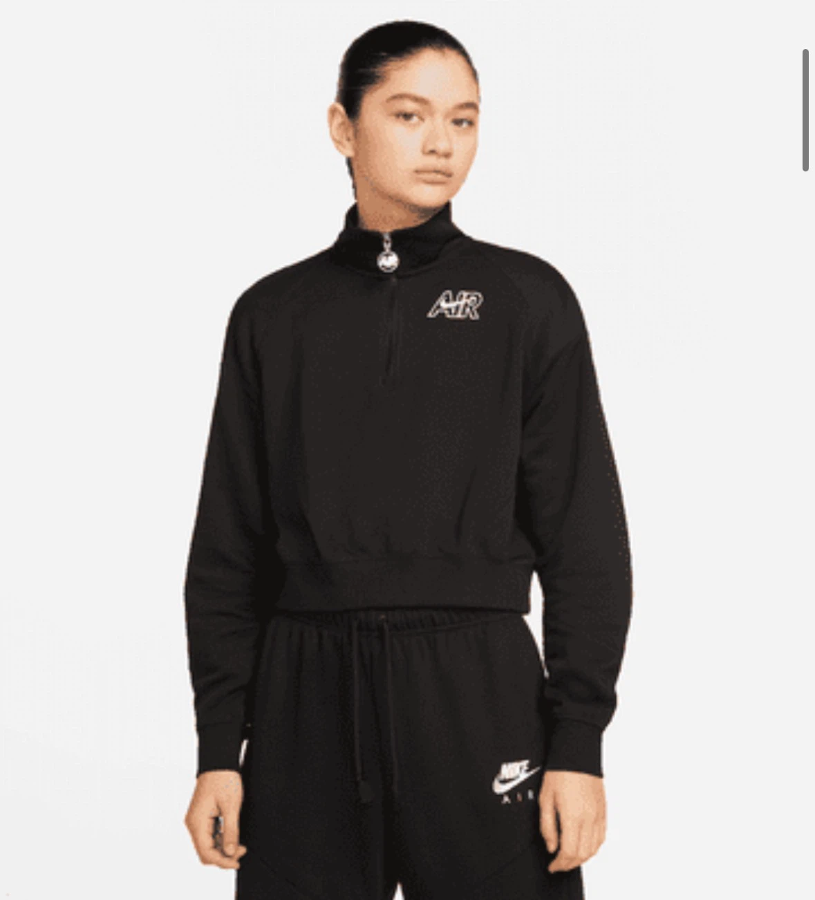 Black Nike Air Quarter Zip Cropped Sweatshirt w Trouser