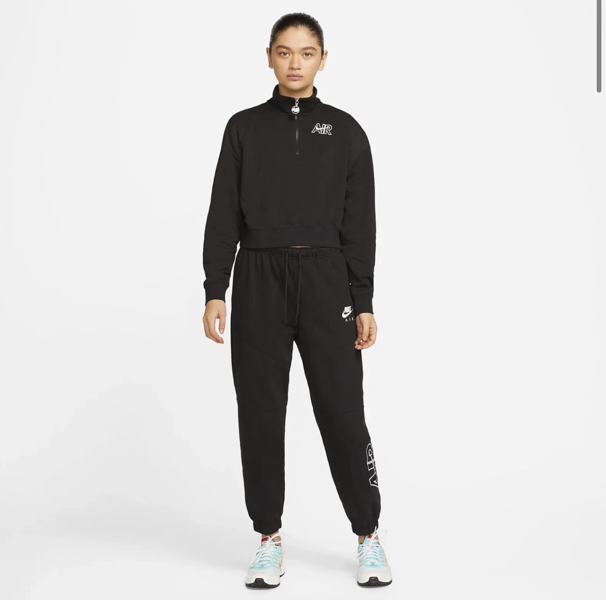 Black Nike Air Quarter Zip Cropped Sweatshirt w Trouser - photo 3