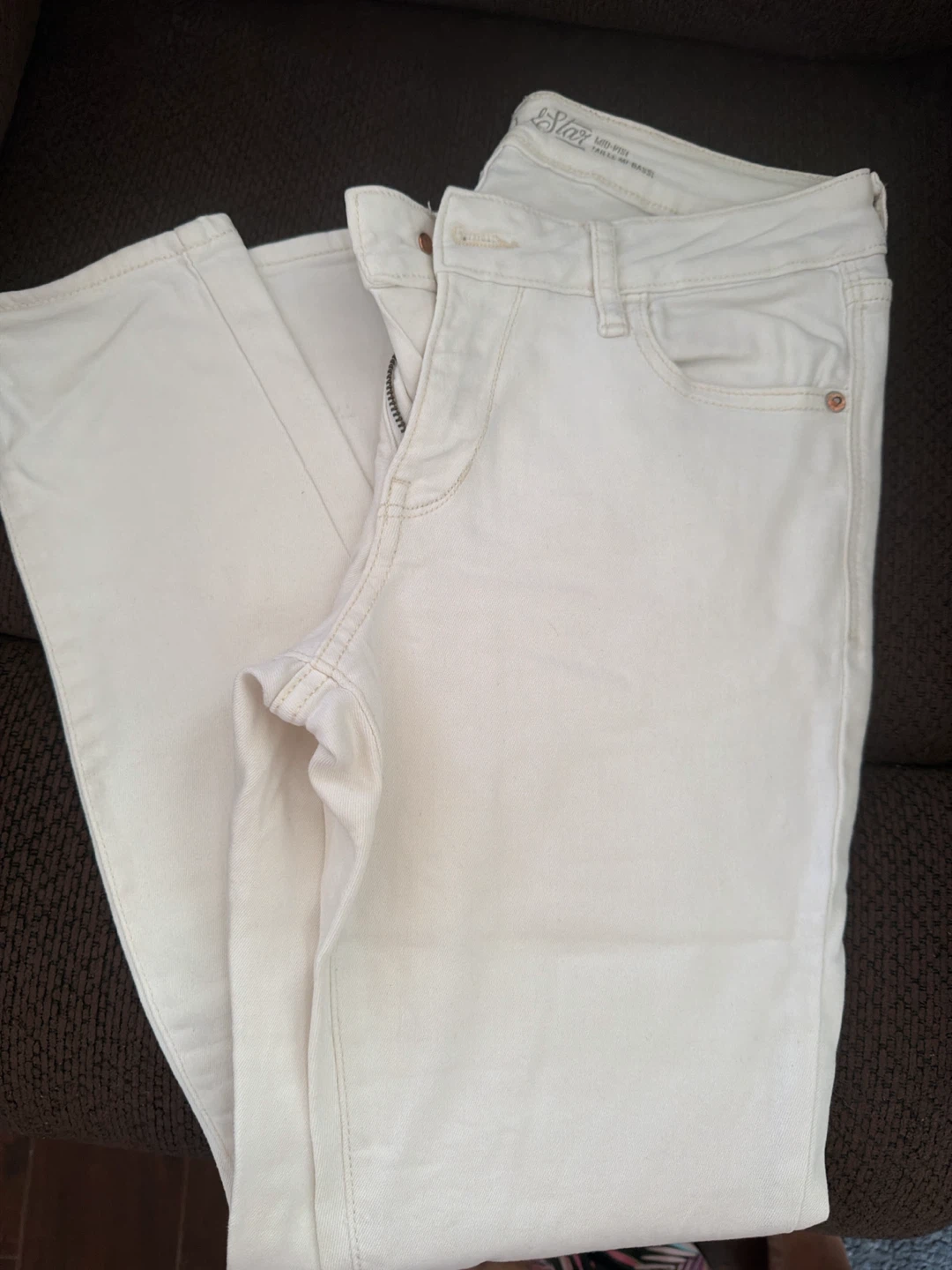Old Navy Rockstar Mid-Rise Jeans Cream Size 4