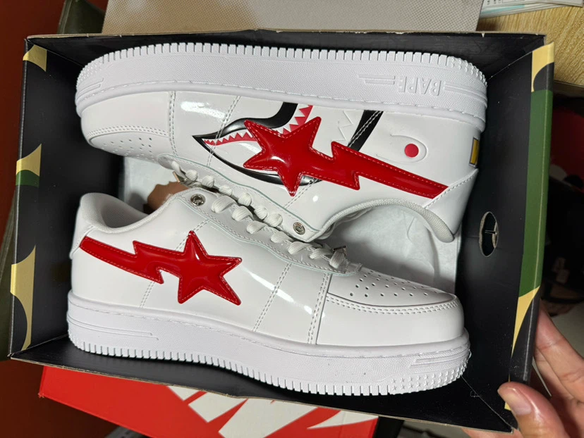 BAPE STA "WGM" White Red Star Shoes
