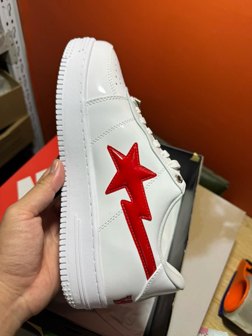BAPE STA "WGM" White Red Star Shoes - photo 3