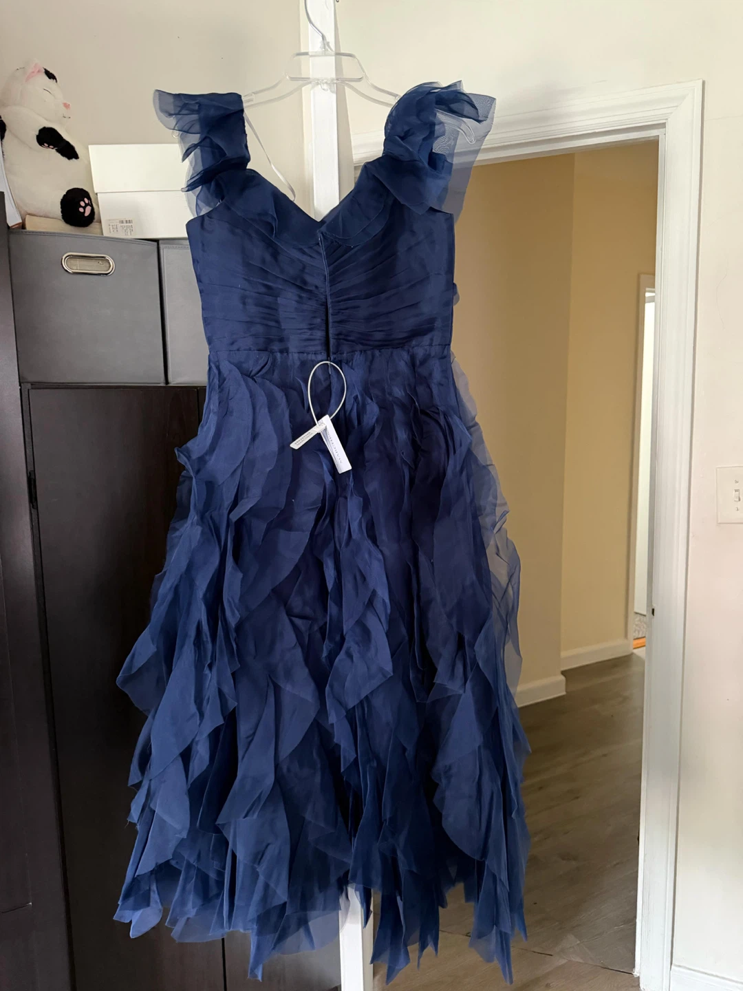Marchesa Navy Blue Ruffled Tulle Gown - photo 4