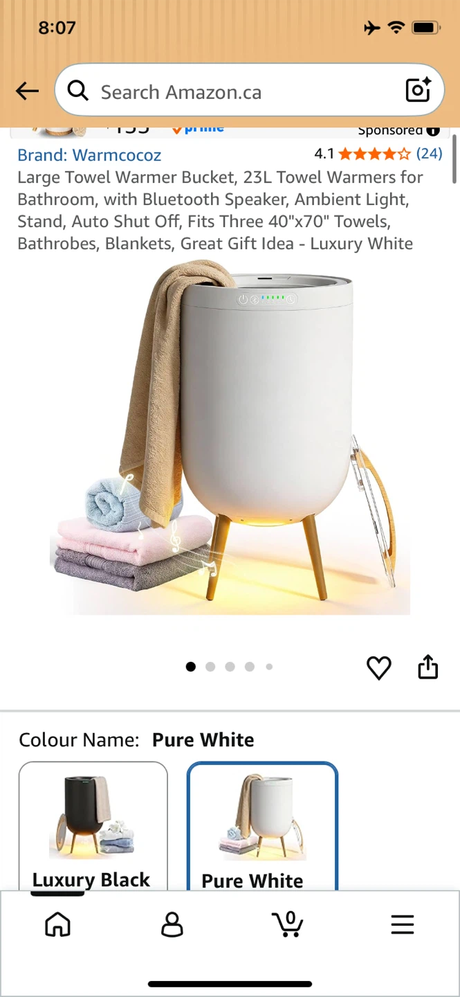 Large Towel Warmer Bucket 23L Luxury White