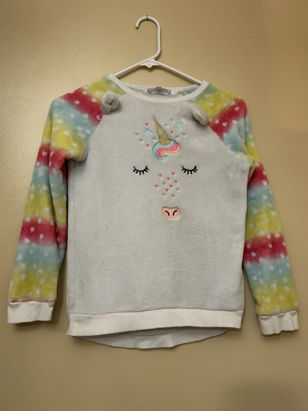 Bella & Birdie Unicorn Plush White Sweater Kids Size 12
