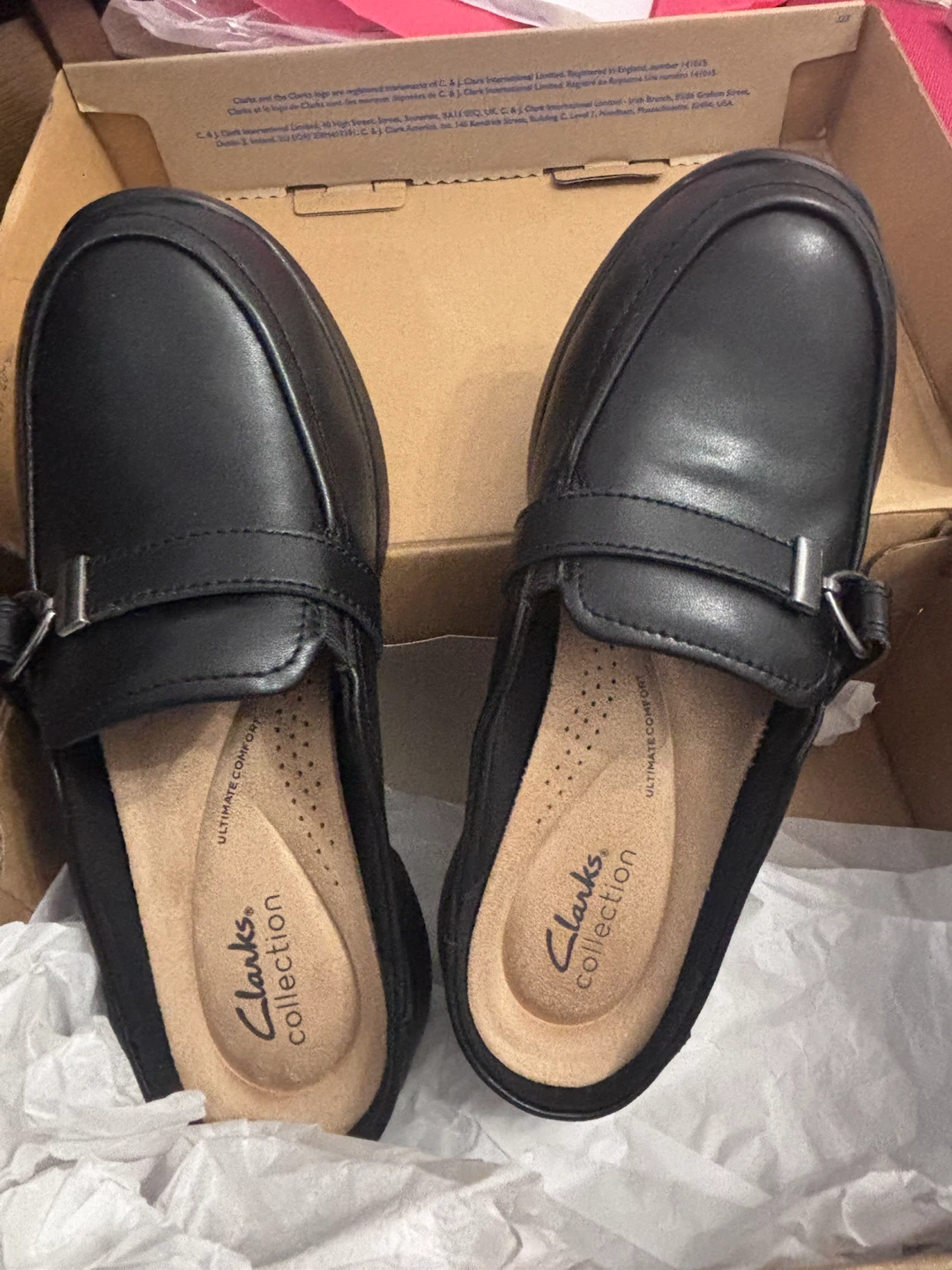 Clarks Black Leather  - Size 7 Wide