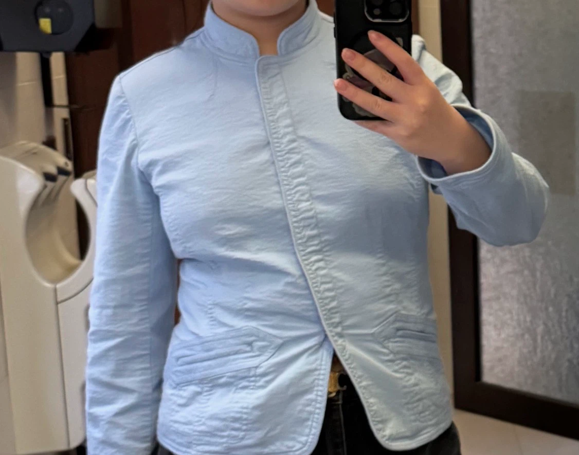 cotton mandarin collar blazer top - photo 5