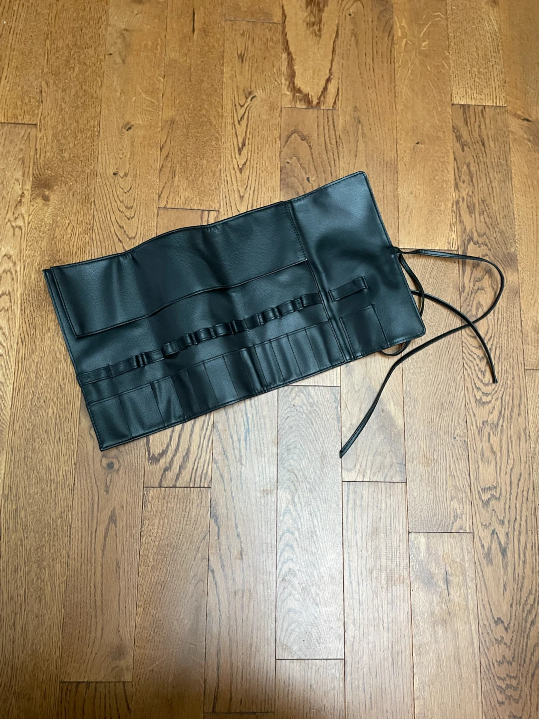 Black Faux Leather Makeup Brush Roll Holder