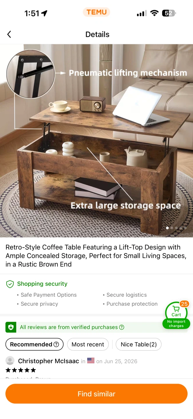 Brand new coffee table - used 6 months - photo 2