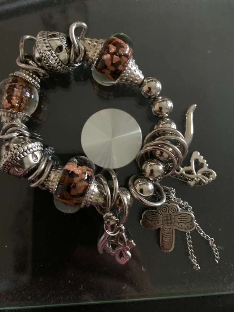 Charm Bracelet with Dragonfly and Butterfly