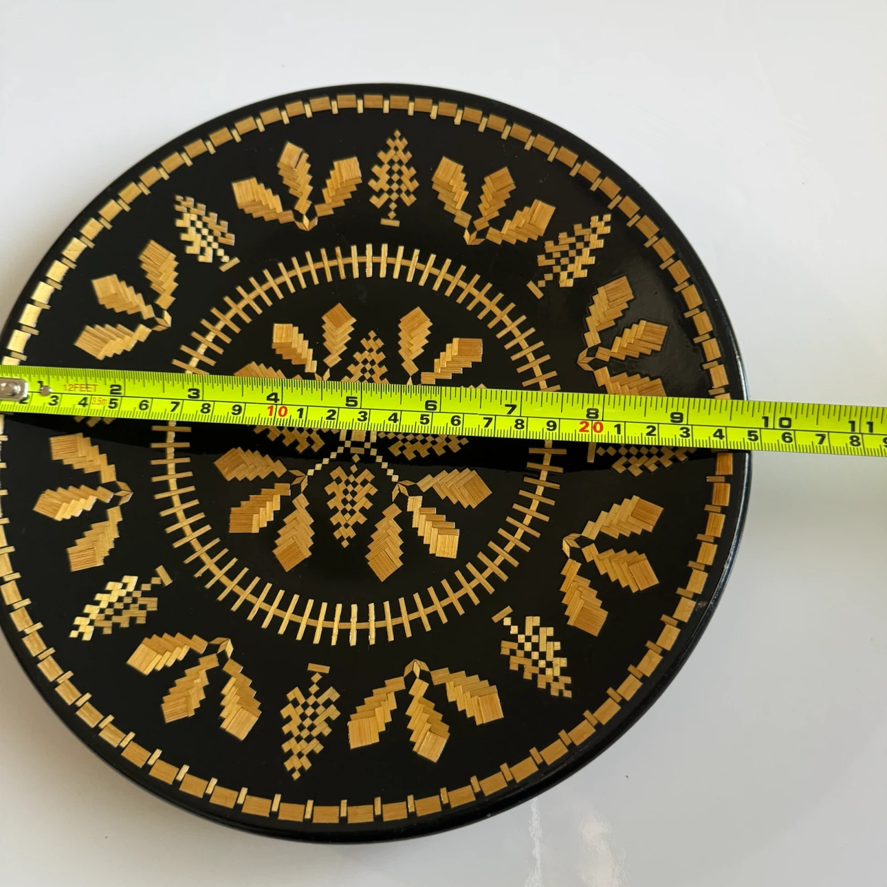 Vintage Soviet Ukrainian Decorative Straw Marquetry Wall Plate - photo 2
