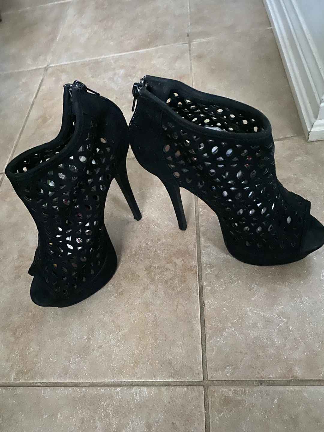 Black Cut-out Stiletto Booties