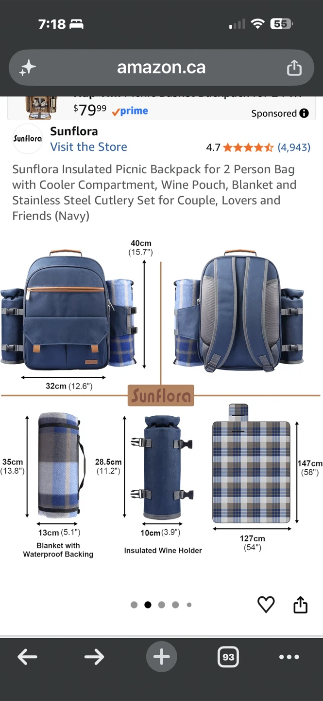 Sunflora Insulated Picnic Backpack for 2 Person Brand new - photo 2