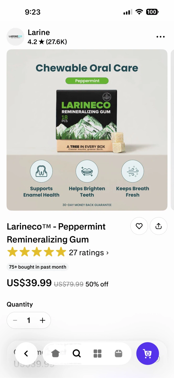 Larineco Remineralizing Gum - Peppermint - 2 Boxes (18 PCS Each) - photo 2