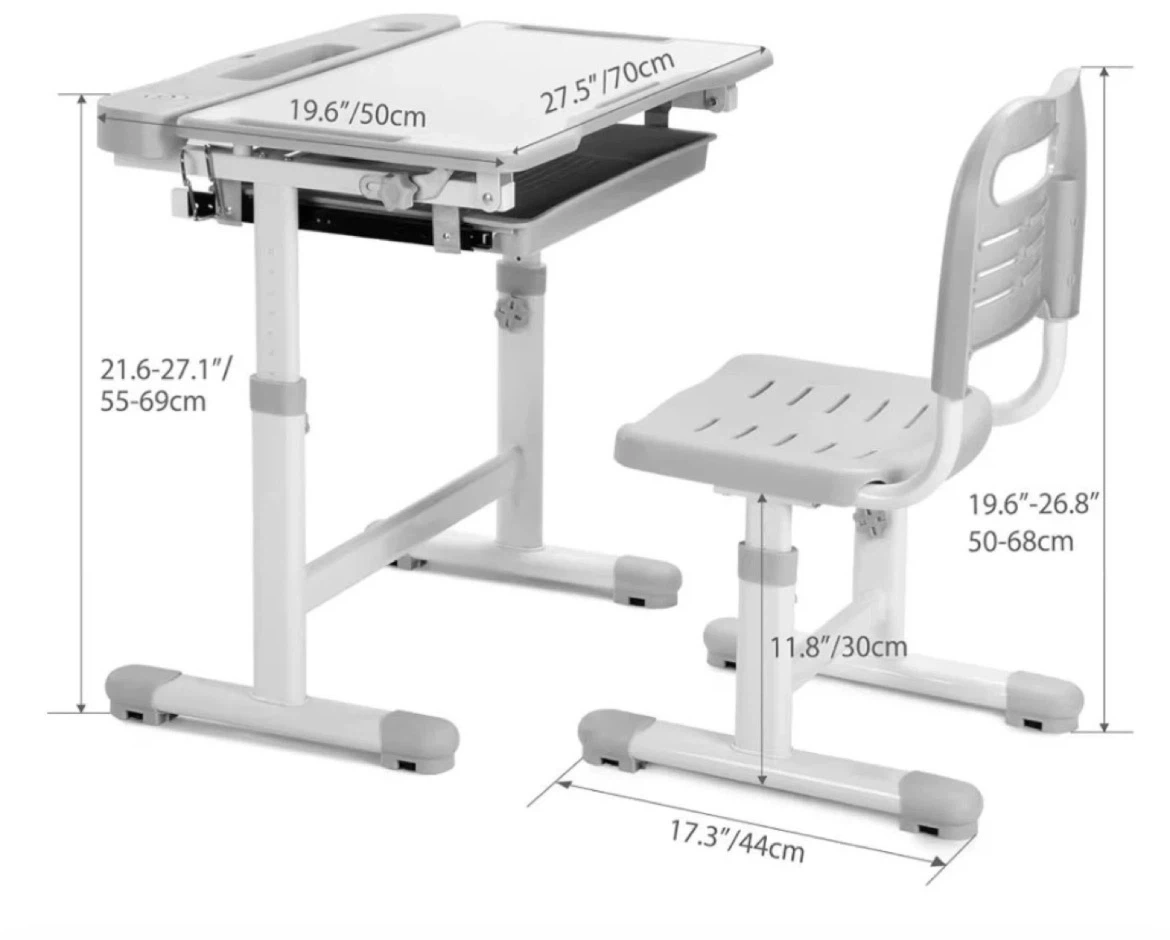 Kids Desk and Chair Set- Gray - photo 5