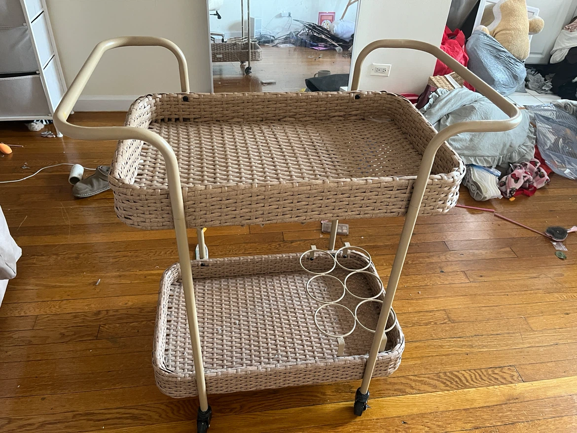 Wicker Bar Cart with Wheels - photo 2
