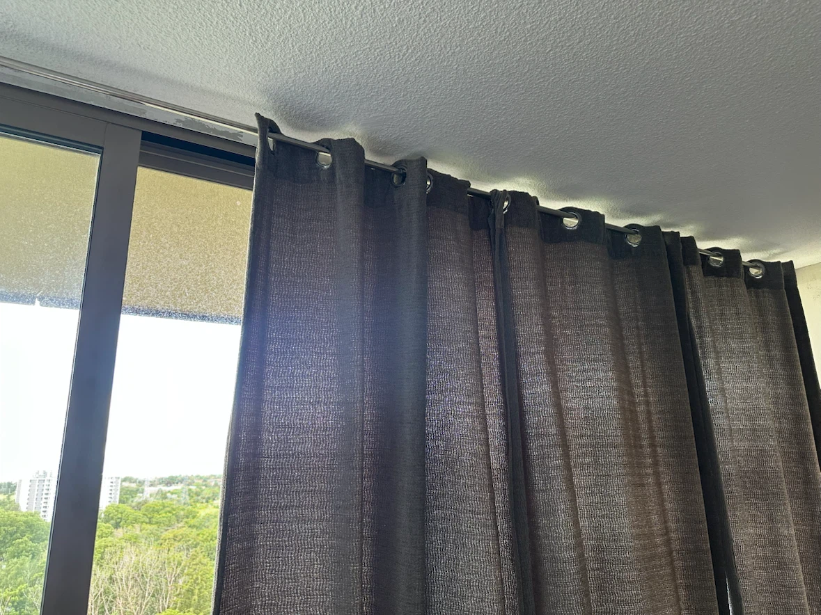 Dark Grey Textured Curtains and Homesemsense  Rod