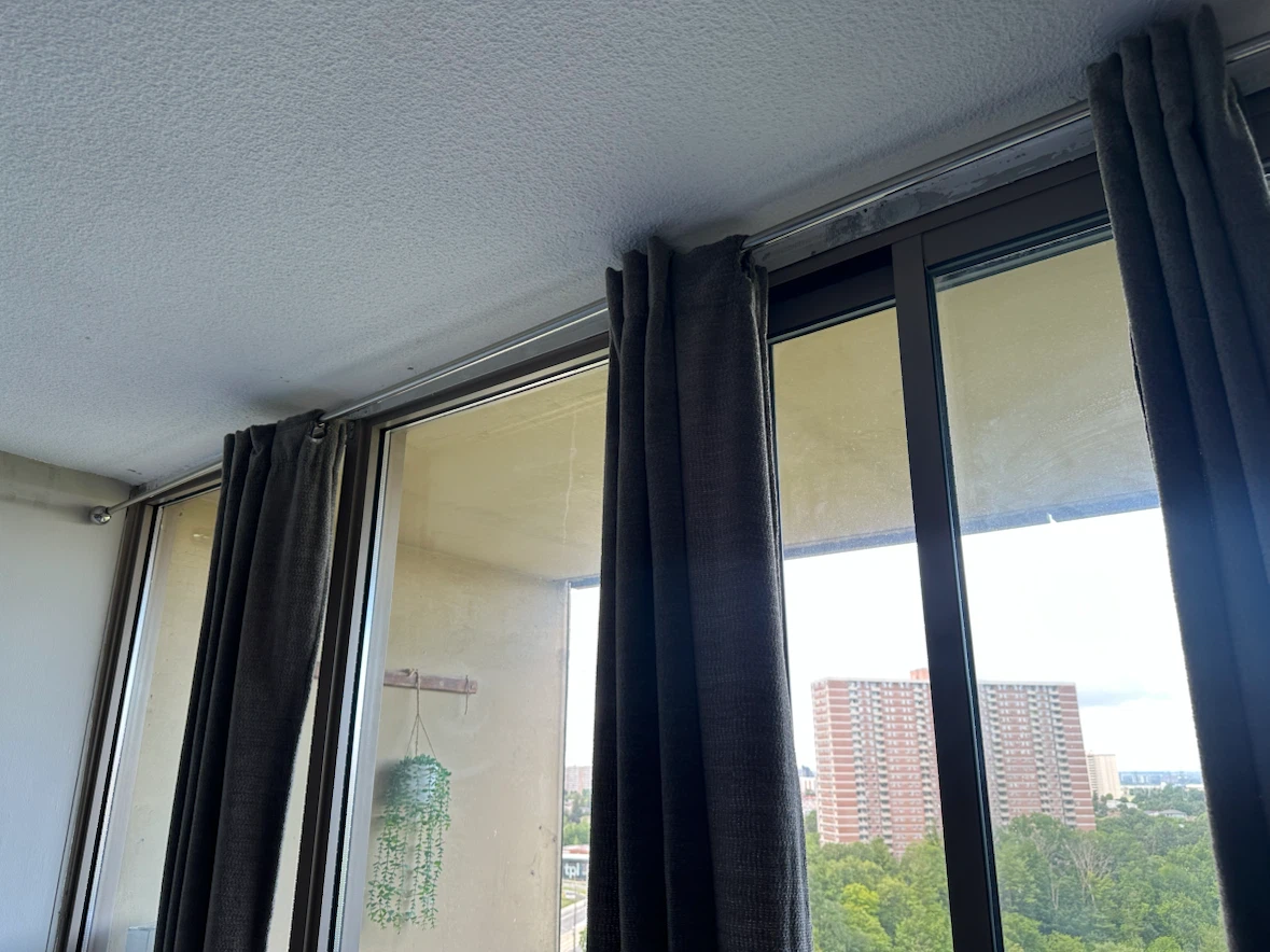 Dark Grey Textured Curtains and Homesemsense  Rod - photo 2