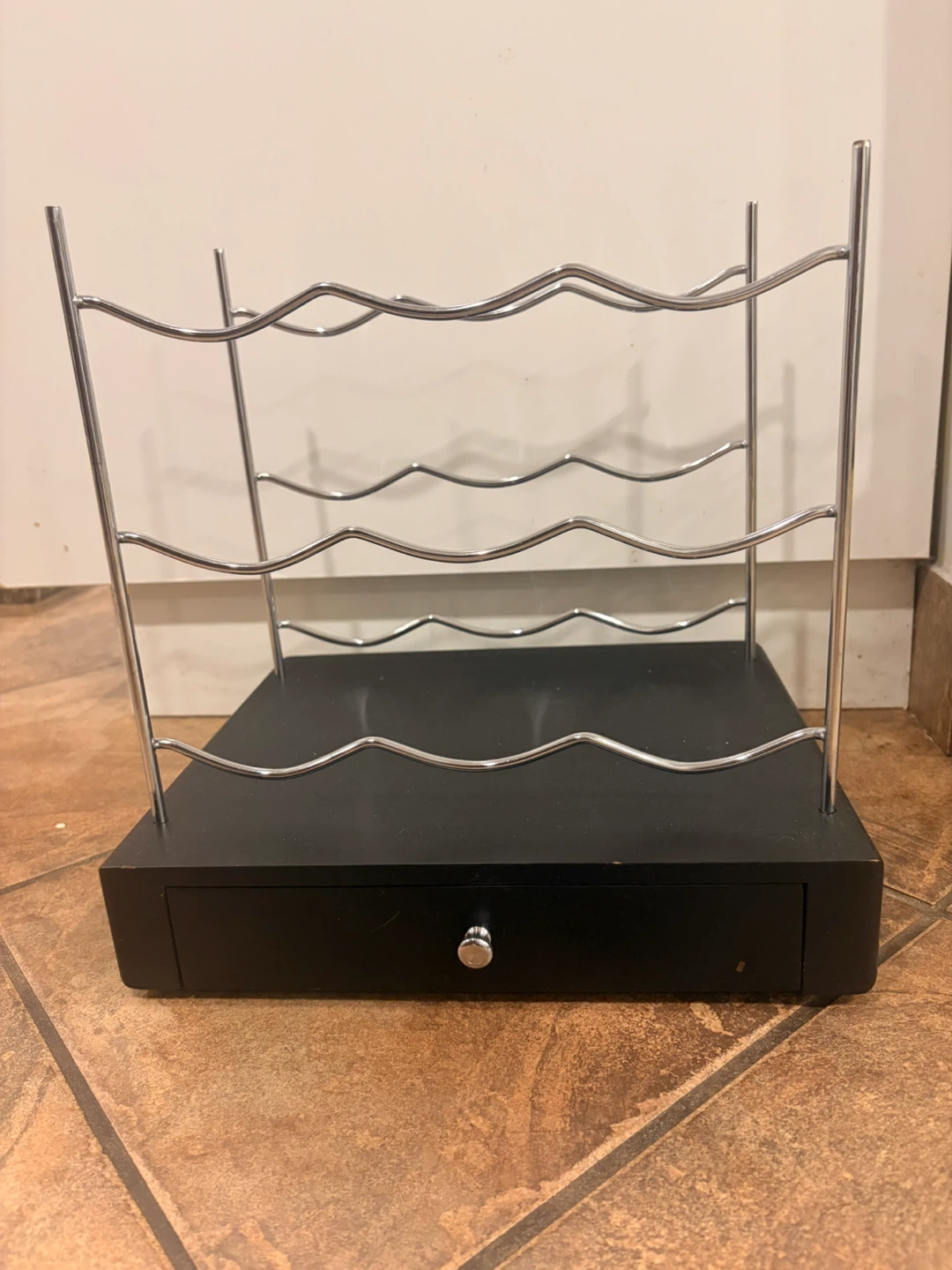 Black Wine Rack with Drawer