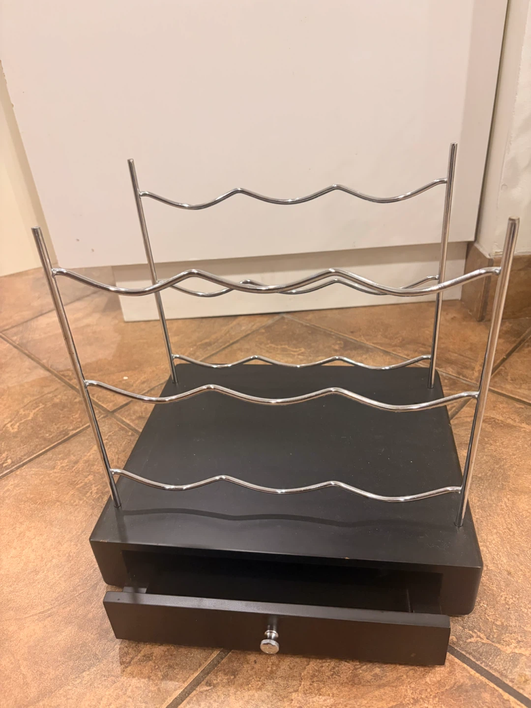 Black Wine Rack with Drawer - photo 2