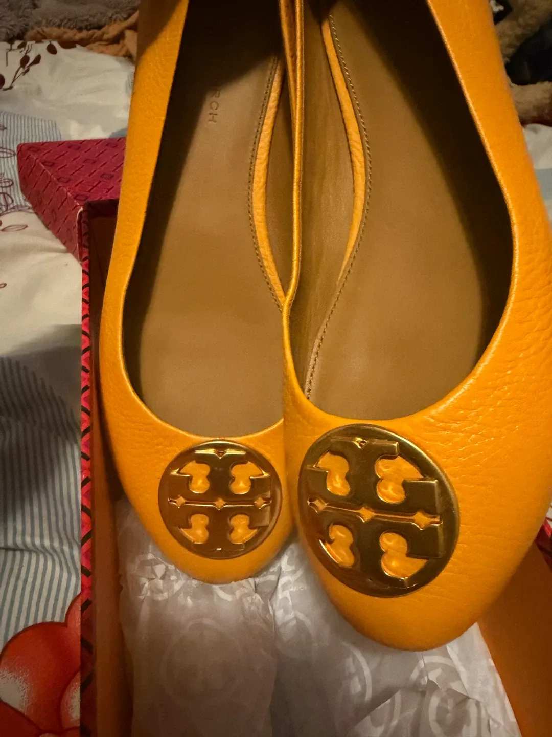 Tory Burch Orange Citrine Chelsea Ballet Flats - Size 7.5
