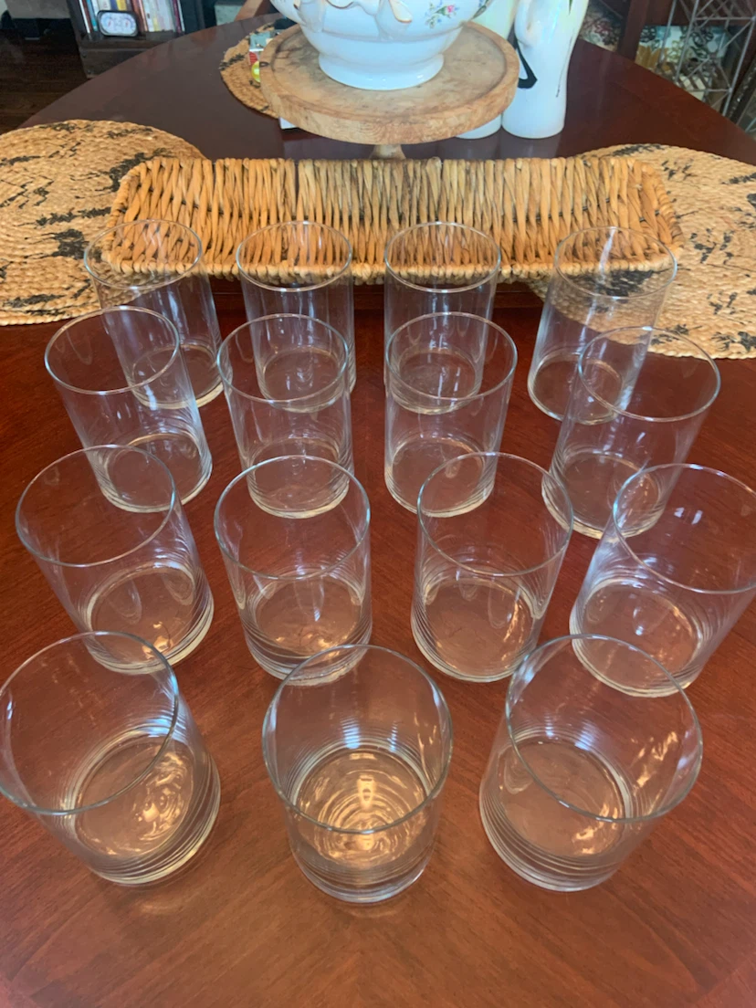 Set of 15 Clear Glass Glower Arrangement Vases